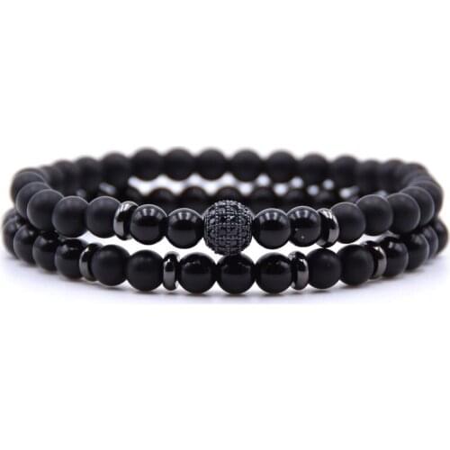 2021 Set Bracelet Couple Distance Black White Natural Lava Stone Tiger Eye Beaded Yoga Bracelet Men and Women Jewelry Gifts