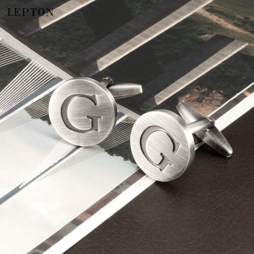Hot Sale Letters G of an alphabet Cufflinks For Mens Antique Silver plated Round Letters G cuff links Men shirt cuffs Cufflinks