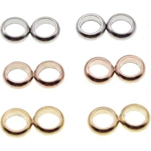 100pcs Rose Gold Stainless Steel Spacer Beads for Jewelry Making Big Hole Positioning Stopper Beads DIY Charm Bracelets Jewelry