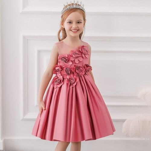 Flower kids dresses for girls baby girl dress princess wedding dress Rose petal childrens clothing party dress costum L5068
