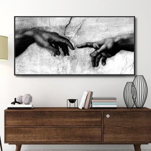 Hand of God Creation of Adam Black White art Diamond Painting Full Square Round Diamond Embroidery Sale Wall Art Handmade Gift