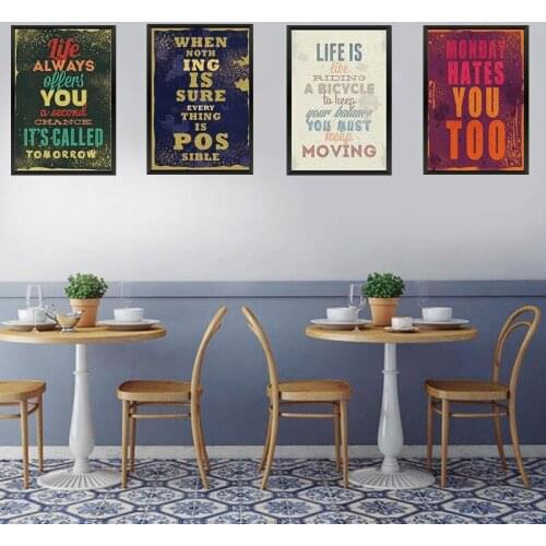 Classical Vintage Living Room Decorative Painting Office Inspirational Sentences Wall Canvas Painting English Alphabet Picture
