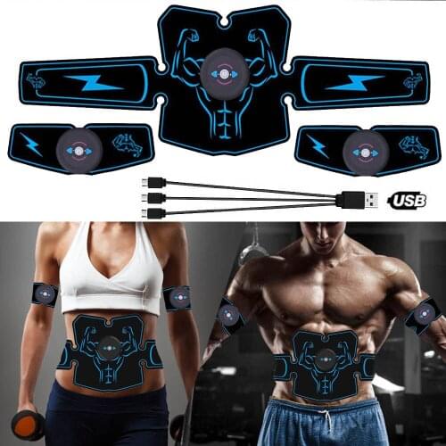 ABS Body Building Fitness Equipments Electric Muscle Toner Machine Wireless Toning Belt Home Gym EMS Fat Burning USB Charging