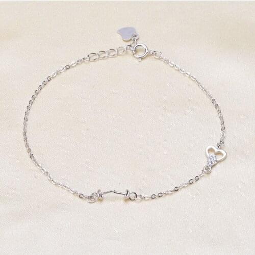 925 Sterling Silver Pearl Bracelet Mountings Fashion Bangle Findings Jewelry Parts Fittings Accessories, 3pcs/lot