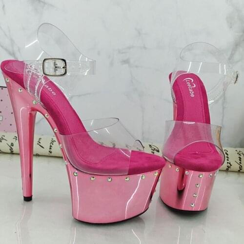 Leecabe 17 cm shiny Rhinstone platform sandals sexy nightclub pole dancing shoes