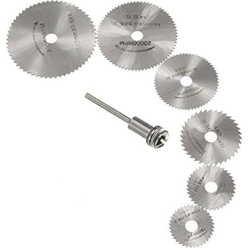 7Pcs HSS Rotary Tools Circular Saw Blades Cutting Discs Set High Quality Drill Mandrel Cutoff Cutter Power Tools Multitool