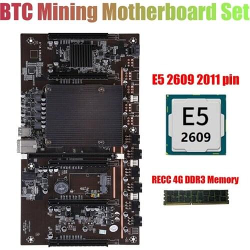 AU42 -X79 H61 BTC Mining Motherboard with E5 2609 CPU+RECC 4G DDR3 Memory LGA 2011 DDR3 Support 3060 3070 3080 Graphics Card