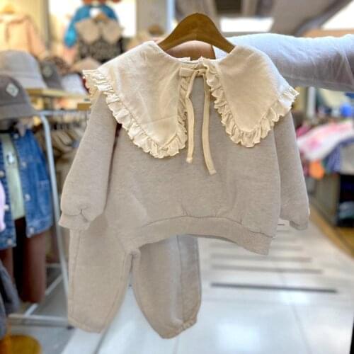 Sweet winter dress two-piece girl plus velvet fashion lotus leaf flip cute princess suit