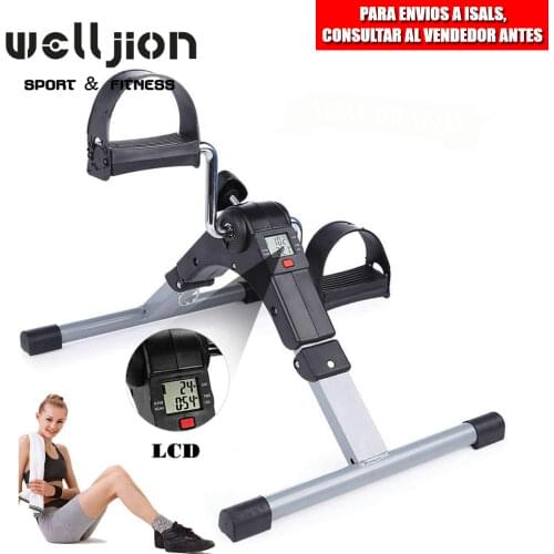 MINI FOLDING STATIC BICYCLE PEDALER FOR LEG AND ARM TRAINING WITH ADJUSTABLE RESISTANCE, WITH SCREEN, SHIPPING FROM SPAIN