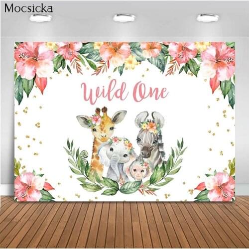 Mocsicka Baby Shower Background Wild Animal Decoration Style Child Portrait Photo Background Photography Banner