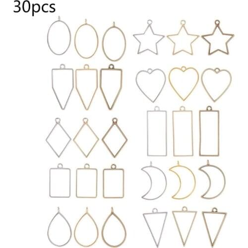 30Pcs Geometric Shape Metal Frame Set DIY Epoxy Resin UV Crystal Silicone Molds