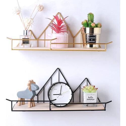 Simple Wall Shelf Room Decoration Storage Rack Solid Wrought Iron Partition Wall Shelf Home Livingroom Accessories Shelf Rack