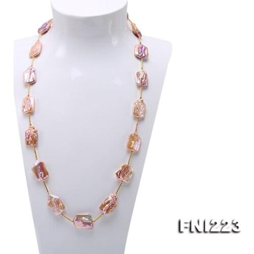 Natural Baroque Pearl Jewellery Gold Tube Purple 16x23mm-17x26mm Freshwater Pearl Necklace 28'' Charming Women Wedding Birthday