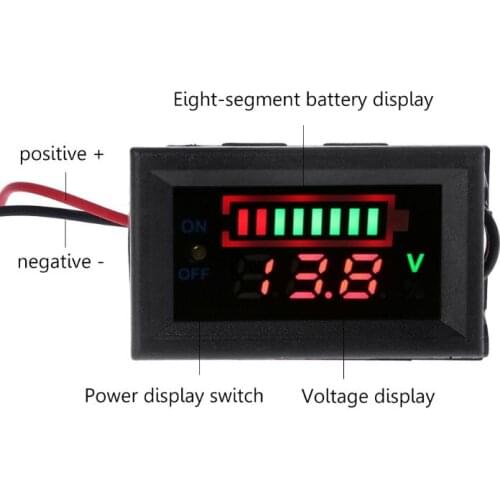 2021 New 12V Car Lead Acid Battery Capacity Indicator Voltmeter Power Tester with Switch