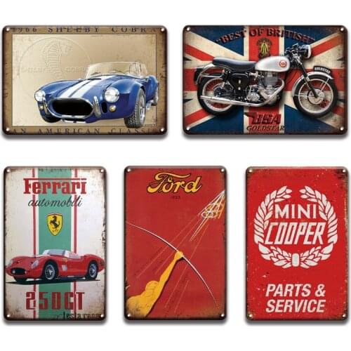 Shabby Chic Norton Race Motorcycle Fod Car Metal Poster Tin Sign Vintage Garage Home Man Cave Wall Decoration Signs