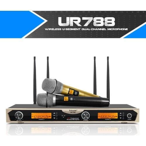 Professional wireless microphone handheld collar clip type head-mounted dual-channel 4-antenna receiving KTV stage singing