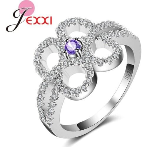 Luxury Women Rings 925 Sterling Silver Jewelry 4 Prong Setting Cubic Zircon Crystal Wedding Engagement Ring For Female