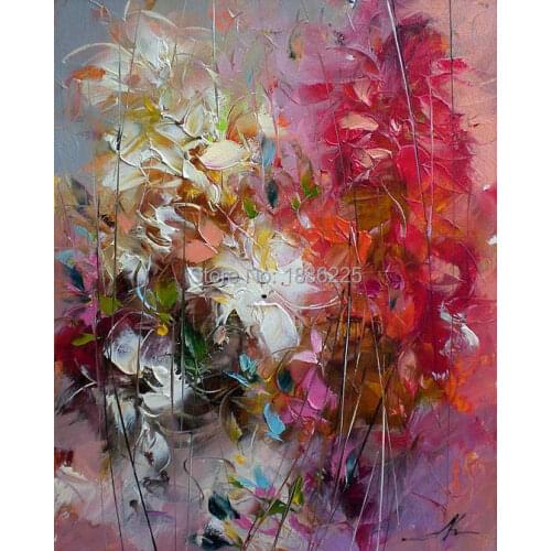 Hand-painted modern home decor living room hall wall art picture white flower thick colors palette knife oil painting on canvas