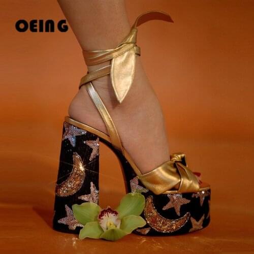 Summer Women Platform Sandals Sexy Square High Heels Ankle Lace Up Gladiator Women Sandals Brand Design Women Dress Party Shoes