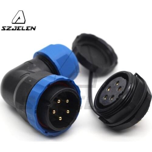 SD28TA-ZM, Waterproof Connector 5 pin,Elbow Connectors, IP67, Electrical Equipment Power Cable Connector Male plug socket