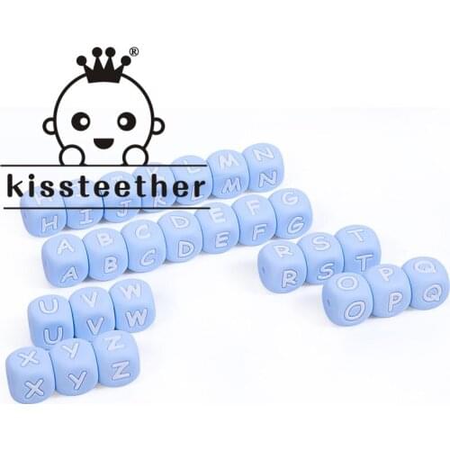 Kissteether 20pcs Baby Silicone Teether Toys Silicone Letter Beads Food Grade Silicone Beads Chewing Necklace Teething Baby Toys