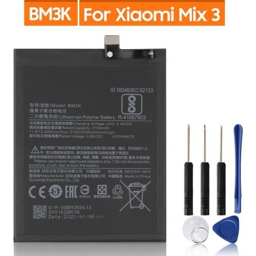Original Replacement Battery For Xiaomi Mix 3 Mix3 BM3K Genuine Phone Battery 3200mAh