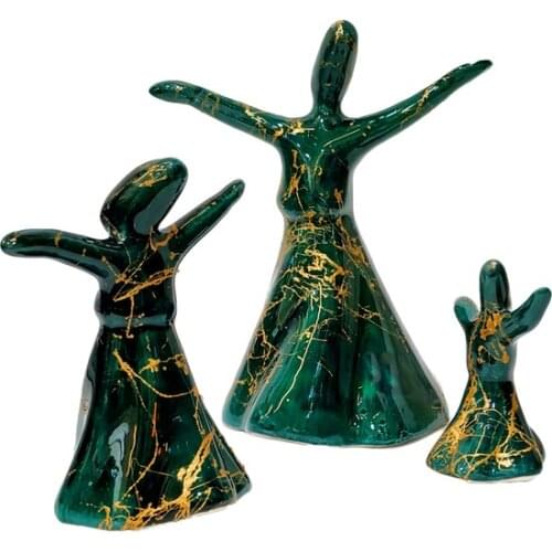 Modern Çi̇ni̇ Marble Patterned 3'lü Tile Whirling Dervish Set trinket for baratija حلية орнаментальный