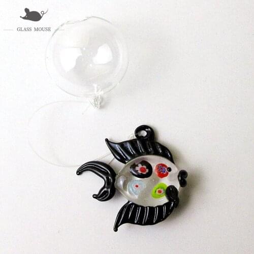 Glass floating bubble fish handmade Figurine aquarium decor accessories pendant mini sea animal marine organism statue ornaments