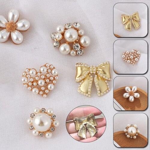 Super Flash Alloy Pearl Jewelry Handmade DIY Jewelry Pearl Crystal Rhinestone Flower Charms Brooch Shoes Bag Hat Accessories