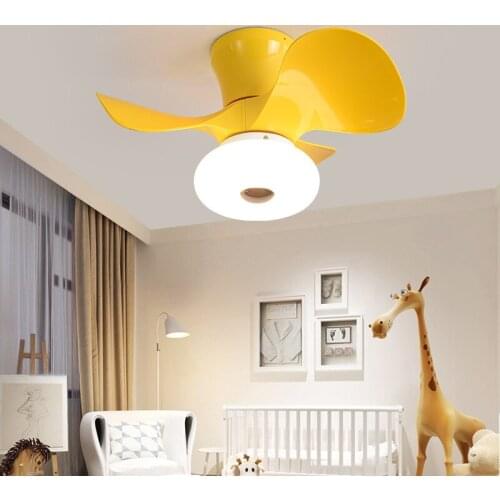 Childrens Room Fan Light Macaron Chandelier Electric Fan Light Bedroom Room Decoration Lighting with Remote Control