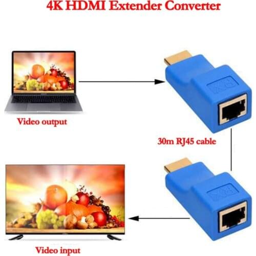 HDMI Extender HDMI to RJ45 Network Cable Extender Converter Repeater Over Cat 5e / 6 1080p up to 30m Extender for HDTV PS4 STB