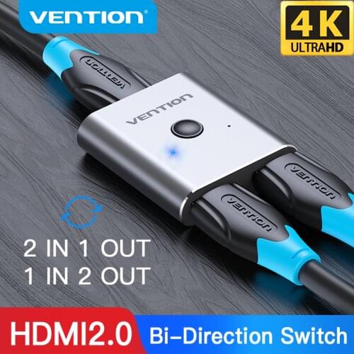 Vention HDMI Switcher 4K Bi-Direction 2.0 HDMI Switch 1x2/2x1 Adapter 2 in 1 out Converter for PS4 Xiaomi TV Box HDMI Splitter
