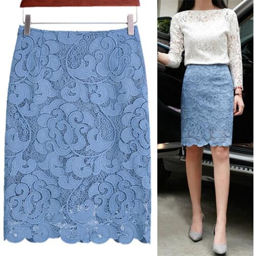 Women Lace Skirt Elegant Office Skirts High Waist Bandage Pencil Skirt For Ladies Stretch Skirts Womens Summer