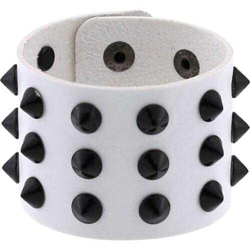 ZIMNO Unique Men Bracelet 16 Color Leather Wristband Cuff Goth Punk Armbands Vintage Bracelets for Women Egirl Cosplay Jewelery