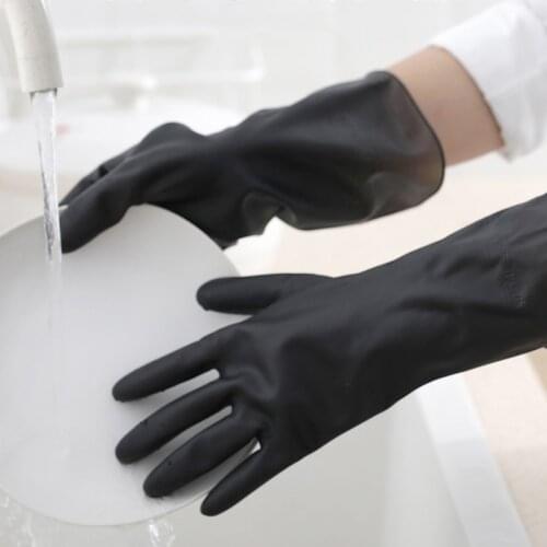 1 Pair Dishwashing Gloves Black Rubber Kitchen Washing Vegetables Household Chores Clean And Durable Thin Waterproof Gloves