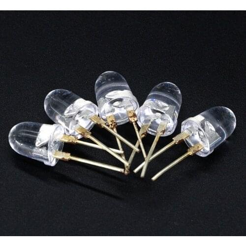 10PCS LED 10mm White Transparent 150mA 0.75W Ultra Bright Round LED Light Emitting Diode Lamp Water Clear Bullet Shape