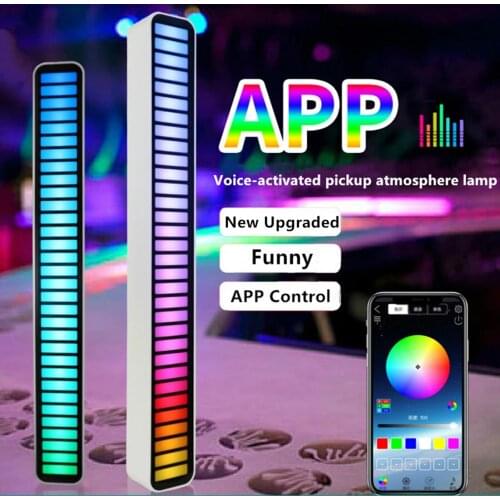 32Bit RGB Sound Field Pickup Ambient Light Voice Activated Pickup Rhythm Light Sound Reactive LED Light Bar BT Control Lamp Bar