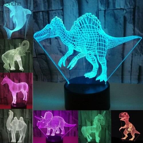 3D LED Night Light Animal Shape 7 Colors Table Night Light For Home Decoration Amazing Visualization Optical Illusion Touch Lamp