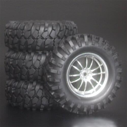4x 1.9Inch 96mm Rubber Tires Plating Wheel Rims For D90 D110 SCX10 CC01 RC Rock Crawler Truck Climbing Off-Road Car