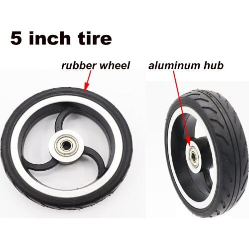 5 inch high quality for electric motorcycle scooter tire rubber wheel and aluminum hub solid tire Inflation Wheel