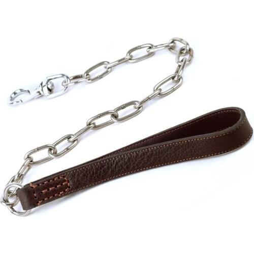 5PCS / LOT Pet Accessories Dog Leash Large Dog Leather Traction Rope Stainless Steel Anti-Bite Chain
