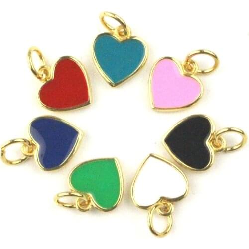 8mm 30pcs/lot High quality colorful enamel pendant,new design heart shape enamel charm, bracelet/necklace component wholesale