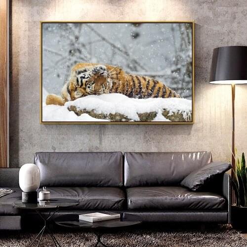Artcozy Oil Canvas Painting snow tiger For Home Decoration Wall Art