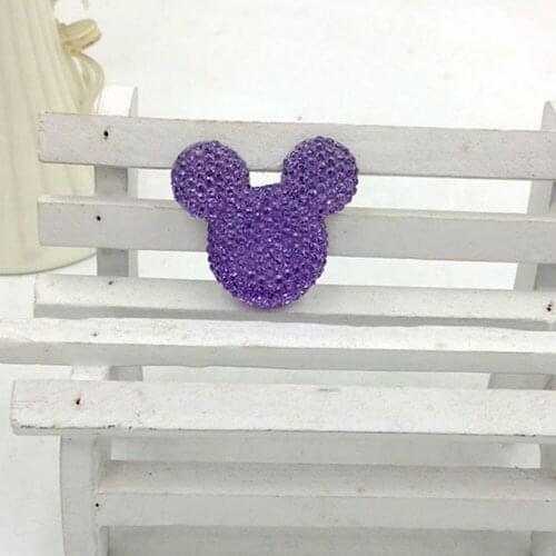 Free Shipping 50pcs/lot 35*30mm Light Purple Color Big Mickey Head Shape Flatback Resin Cartoon Rhinestone For DIY
