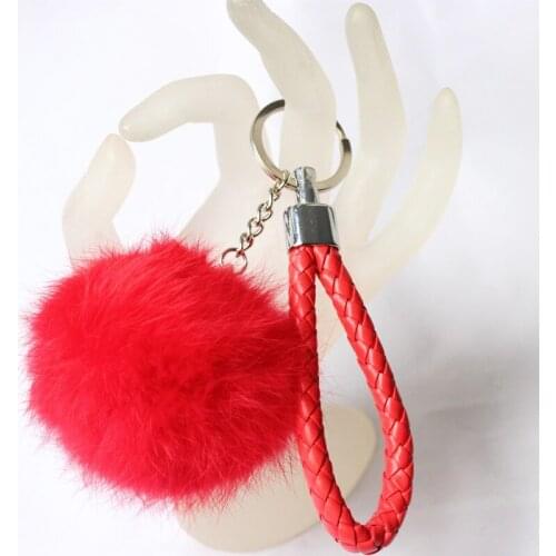 Real Rabbit Fur Pompon Key Chain 8 cm Fluffy Fur Ball Key Ring Cute Pendant Bag Charming Car Key Holder Personality Gifts