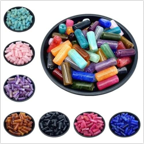20pcs 8x20mm Imitation Stone Cylinder Shape Acrylic Beads Loose Spacer Beads For Jewelry Making Pendant Accessories DIY