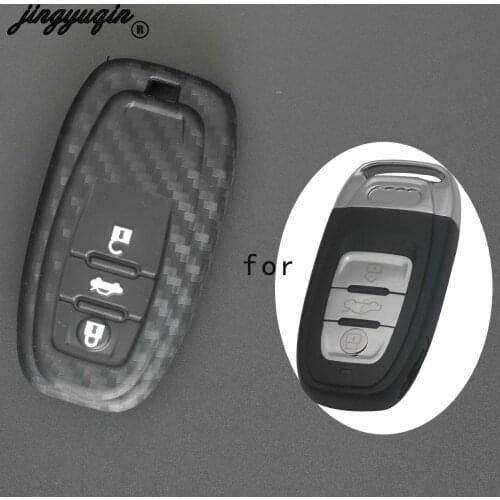 Jingyuqin Key Shell Car Key Case For Audi A6L A4L Q5 A3 A4 B6 B7 B8 Fob Carbon Fiber Grain Shell Accessories Car Styling