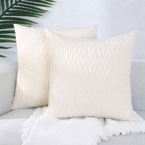 Decorative Pillow Covers for Living Room Couch, Pleated Wave Striped Pattern Pillow Covers, Solid Soft