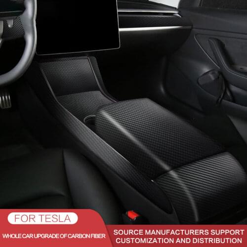 For Tesla Model 3 2017 2018 2019 2020 Dashboard Decorative Strip Armrest Box Air Outlet Central Control Carbon Fiber Sticker