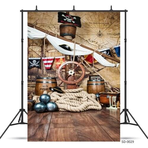 Ship Deck World Map Pirate Birthday Party Theme Photography Background Children Portrait Photocall Backdrops For Photo Studio
